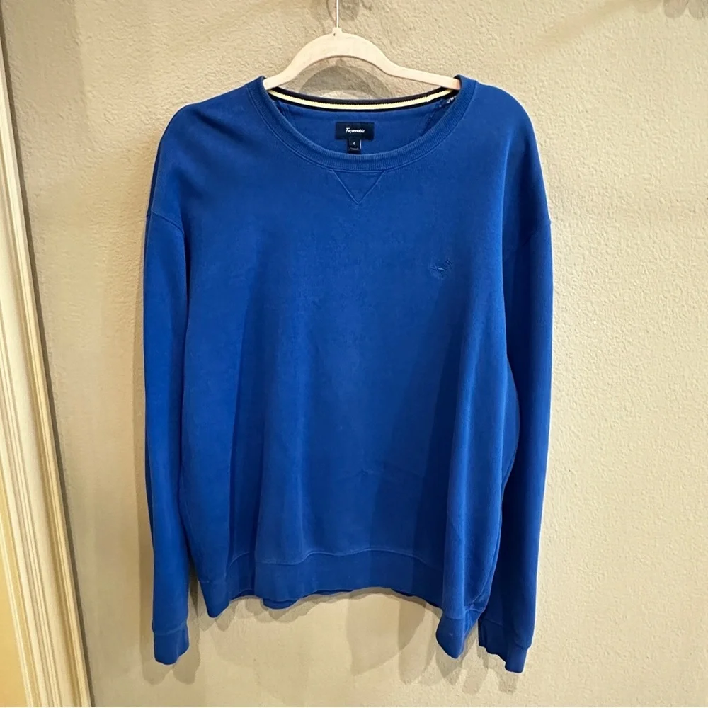 Faconnable Men’s Royal Blue Crewneck Sweatshirt Pullover 100% Cotton Size L
